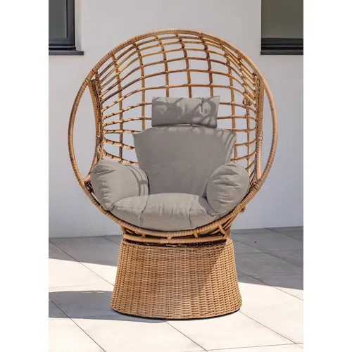 Véora™ | Balancelle de jardin PARIS GARDEN Borabora en résine tressée marron