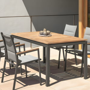 Serelva™ | Table de Repas Extensible – 2 Tailles, Aluminium & Teck, Finition Timber Élégante