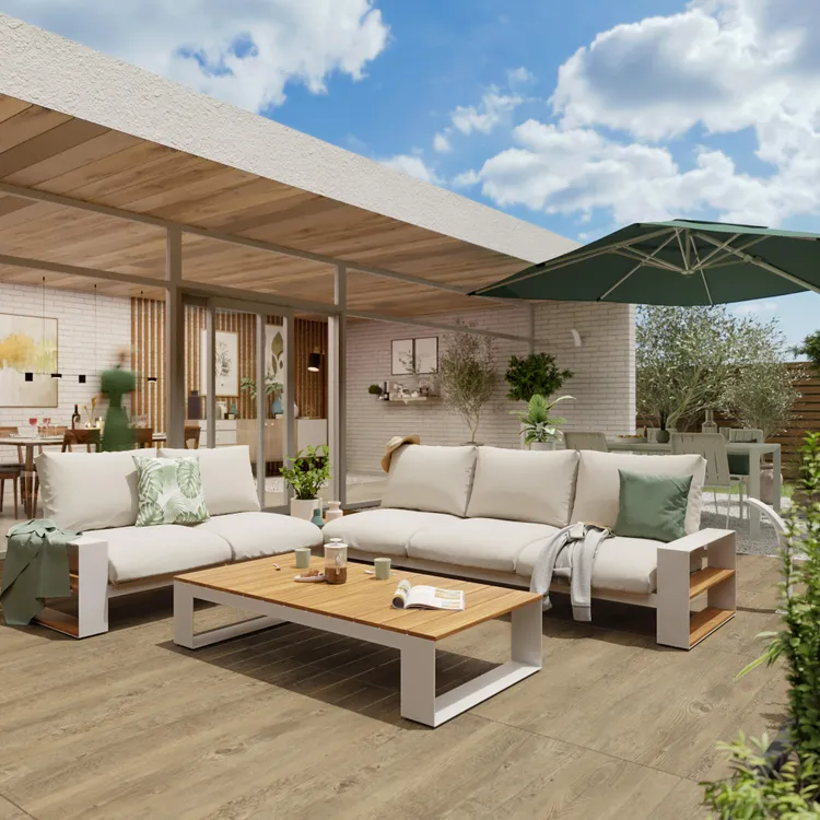 Solenne™ | Canapé 2 places de jardin en aluminium et teck par NATERIAL Surrey