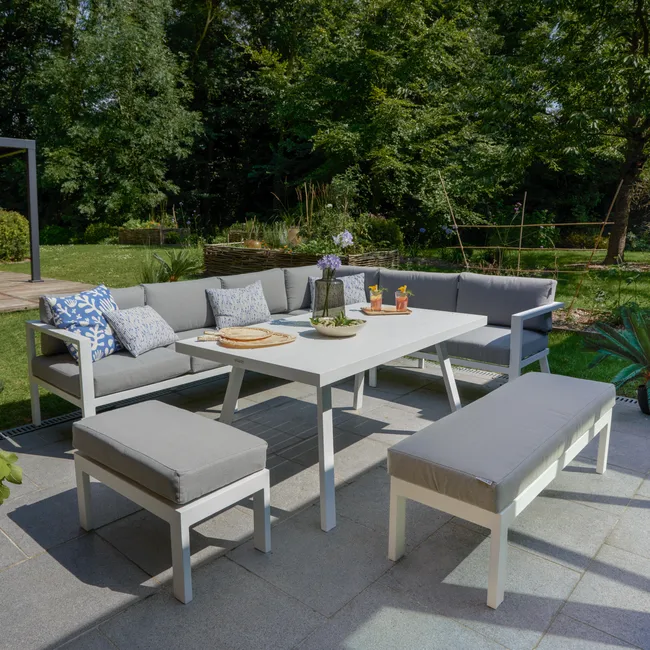 Altheon™ | Salon d'Angle 10 Places en Aluminium Blanc