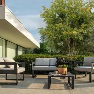 Saphira™ | Salon de Jardin Gris pour 4 Personnes