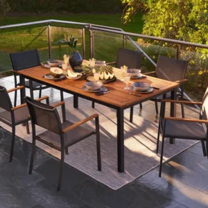 Marvella™ | Élégant Salon de Jardin en Aluminium Gris Anthracite pour 6 Personnes