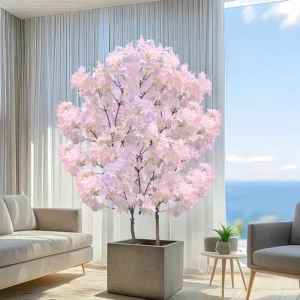 Olymara™ | 2 Arbres de Cerisier Artificiels, Fleurs Roses Luxuriantes, Cadeau Idéal pour Tout Espace