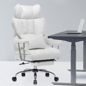 Avyra™ | Fauteuil de Bureau Ergonomique, Dossier Haut Similicuir, Repose-Pieds & Soutien Lombaire