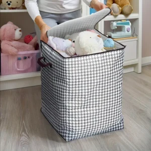 Omvix™ – Lot de 4 Sacs de Rangement XL, 180L, Motif Carreaux Robuste, Double Fermeture